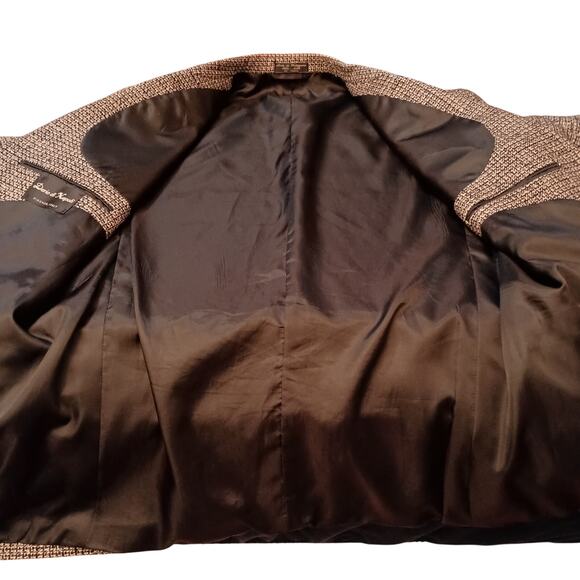 Dario Napoli Men's Sports Blazer 100% Silk Made in Italy Black and White Tweed - Picture 5 of 8